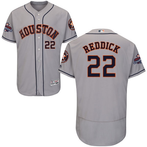 Astros #22 Josh Reddick Grey Flexbase Authentic Collection World Series Champions Stitched MLB Jersey - Click Image to Close
